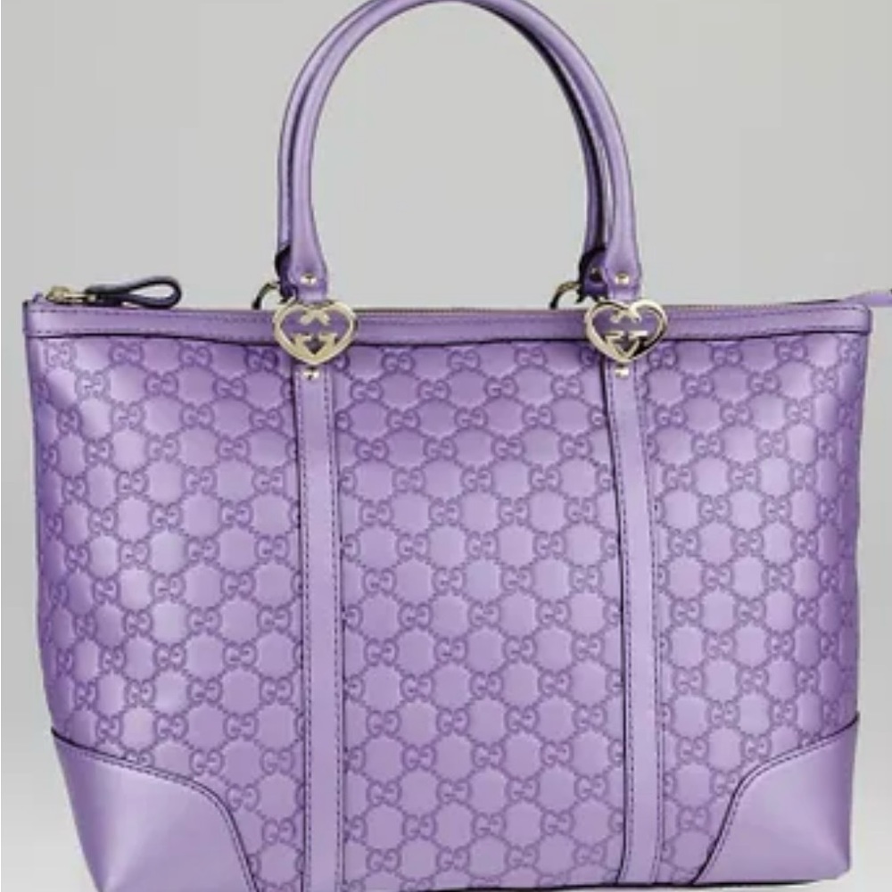 Authentic Gucci Purple Tote Bag with Textured Design
